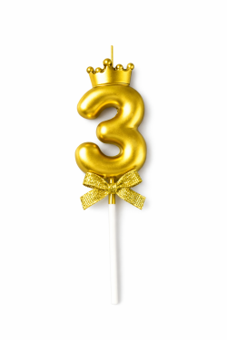 Cake star Dortová svíčka s "korunkou" zlatá č.3