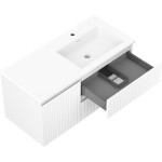 MEXEN/S - Rivel koupelnová skříňka 100 cm s umyvadlem Otis pravá, 2S, 1D, reliéf, bílá mat 91A23-10047-3-BBFFF01-W18P01