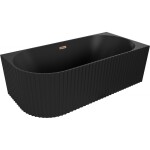 MEXEN/S - Gia volně stojící rohová vana reliéf pravá 170 x 80, černá mat, sifon a přepad růžové zlato 52701708071P-60