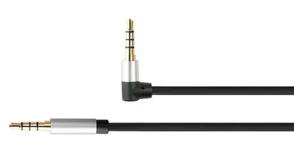 Python Audio kabel Jack 3,5 mm 4pin černý / Audio kabel / 0,5 m / zalomený konektor / pozlacené kontakty (GC-M0231)