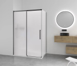 CERANO - Sprchový kout Lantono - levá - 8 mm - Soft-Close - černá matná, mléčné sklo - 110x70 - posuvný CER-665242