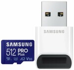 SAMSUNG micro SDXC 512GB PRO Plus + USB čtečka / UHS-1 / Class 10 / U3 / Čtení: 160MBps / Zápis: 120MBps (MB-MD512KB/WW)