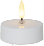 STAR TRADING Čajová LED svíčka Flamme White 5,8 cm – set 2 ks, bílá barva, plast