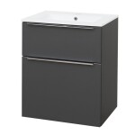 Mereo Mailo, koupelnová skříňka s keramickým umyvadlem 61 cm, antracit, elox AL madlo CN530A