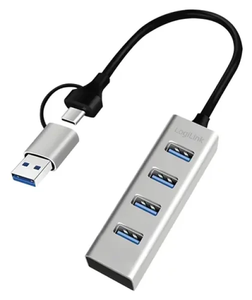 USB Hub 4 porty hliníkový / Hub / 4x USB-A / 5 Gbps / kabel 0,15 m (UA0455)