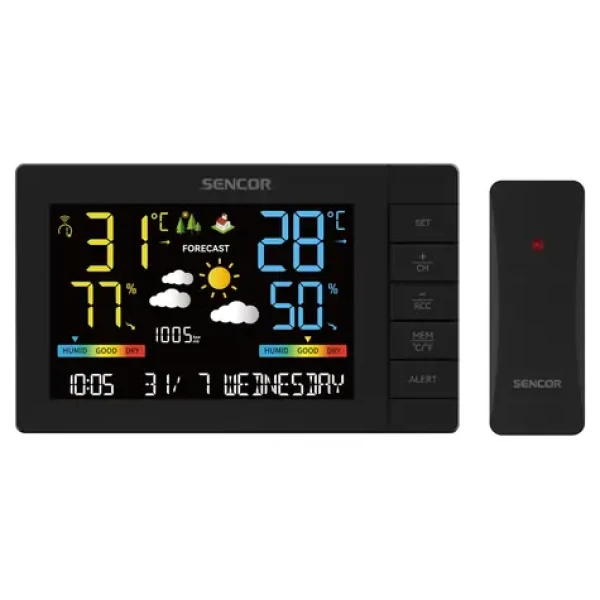 SENCOR SWS 4440 meteostanice černá / LCD / bezdrátové čidlo (8590669379279)