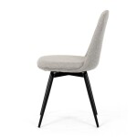 Židle jídelní, krémová látka, 360° otočný mechanismus, černý matný lak, kovové nohy