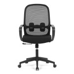 Židle kancelářská, černý MESH a černá látka, plastový kříž, houpací mechanismus.