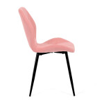 Židle jídelní, růžová látka, černé kovové nohy