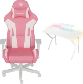 Genesis Nitro 710 + Holm 320 RGB růžovo-bílá / Herní křeslo a stůl / 120×60 cm (M-9120769)