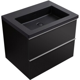 CERANO - Koupelnová skříňka Velora - černá matná, úchytka chrom + umyvadlo z lit. mramoru Ovo - černá matná - 60,5x58x46,5 CER-979960