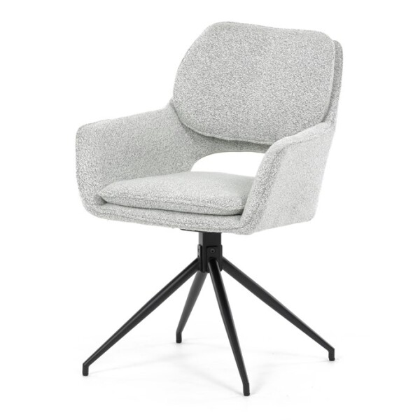 Židle jídelní, krémová látka, noha černý kov, otočný mechanismus 360°