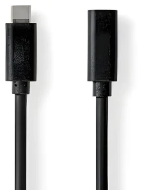 Nedis USB-C (M) - USB-C (F) 3.2 Gen1 2m černá / Prodlužovací kabel / 60 W / 5 Gbps / 4K 60Hz (CCGL64010BK20)
