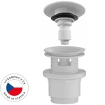 CERANO Umyvadlová výpusť - 5/4“ click-clack s přepadem - neuzavíratelná - plast - 35/50mm - bílá matná