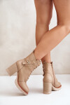 Zateplené botky na podpatku se zlatým detailem béžové Ivarisse 39