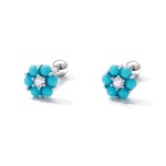 Stříbrné náušnice s tyrkysovým magnezitem Claudie, stříbro 925/1000, Tyrkysová