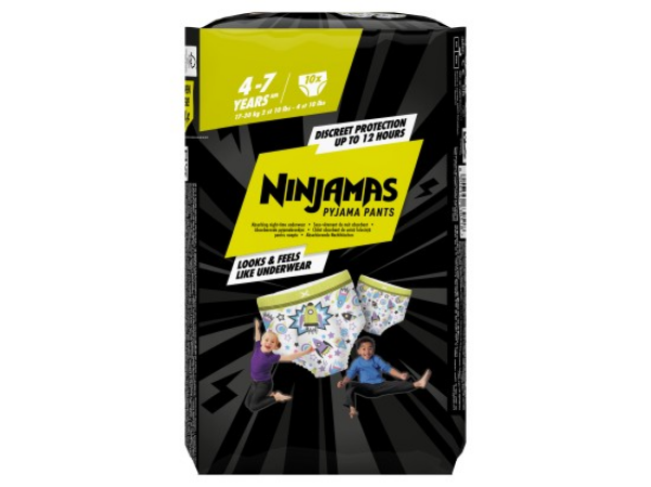Ninjamas Pyjama Absorpční spodní kalhotky na noc Kosmické lodě, 7 let, 10 ks