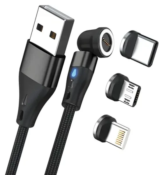 RealPower MagneticCharge3 černá / Magnetický nabíjecí kabel / USB-A / 3 A / 1 m / 6 adaptérů (439631)