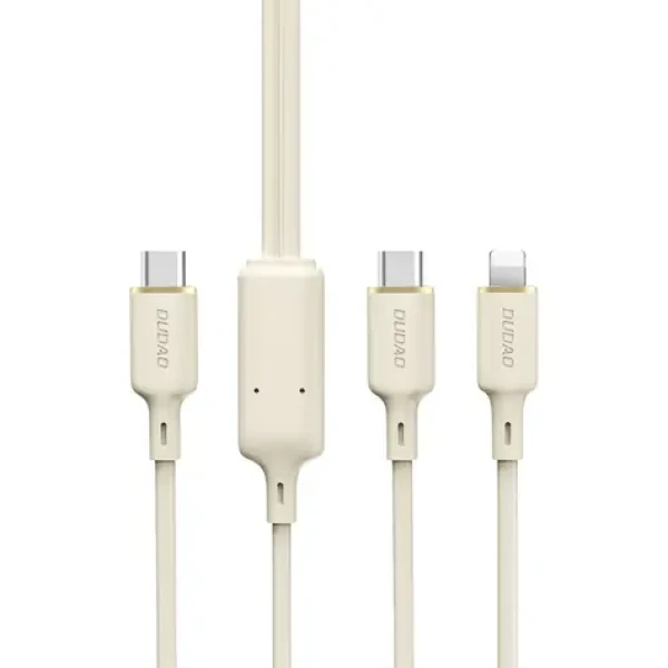 Dudao Datový kabel L7SF 2v1 / USB-C / USB-C / Lightning 100W / 1.2 m / béžová (156312)
