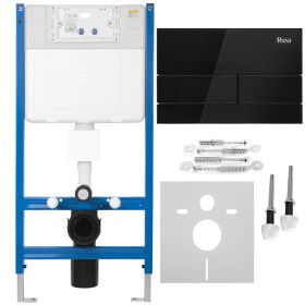 REA/S - Podomítkový WC systém K011A-Q + tlačítka T Black Glass KPL-E0051