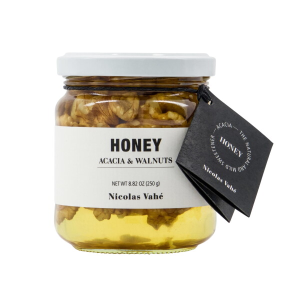 Nicolas Vahé Akátový med s vlašskými ořechy 250 g, žlutá barva, multi barva, sklo