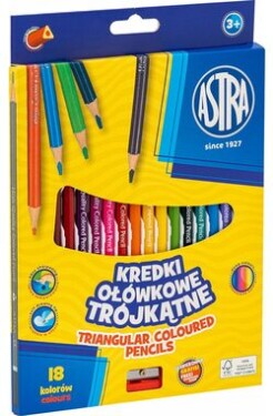 ASTRA Pastelky trojboké 18ks s ořezávátkem (155752)