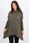 Oversize mikina s asymetrickými stranami khaki Velikost: UNI