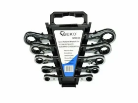 GEKO Klíče ráčnové očkové sada 5ks / 6-22mm / plast. držák (G10046)