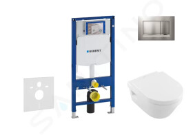 GEBERIT - Duofix Modul pro závěsné WC s tlačítkem Sigma30, matný chrom/chrom + Villeroy Boch - WC a sedátko, DirectFlush, SoftClose, CeramicPlus 111.300.00.5 NB7