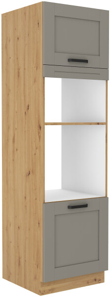 Vysoká skříňka pro vestavnou a mikrovlnou troubu Luna 60 DPM-210 2F Barva korpusu: Dub artisan, Barva dvířek: Clay Grey