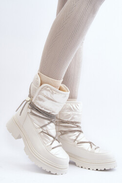Dámské bílé zimní boty s ozdobným šněrováním Rilana 39