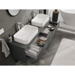 MEXEN/S - Orio koupelnová skříňka pod umyvadlo 160 cm s deskou, 2 zásuvky, grafit mat 91A10-16047-2-BFFC66