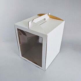 Cake star dortová krabice CINDY pevná bílá dvě okna 30x30x35cm