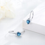 LUNICA Stříbrné náušnice SRDCE MODRÝ TOPAZ 0808