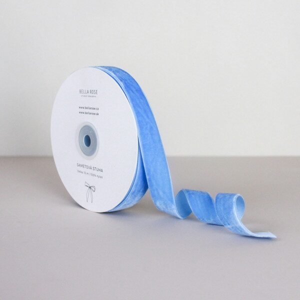 Bella Rose Sametová stuha 2 cm – Sky Blue (10 m), modrá barva, textil