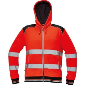 CRV Cerva Mikina KNOXFIELD Hi-Vis HOODIE pánská reflexní červená na zip s kapucí XL červená