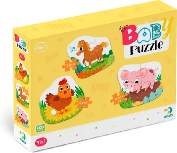 DODO Baby puzzle Zvířátka z farmy 3v1