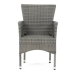 Židle zahradní, šedý umělý ratan, kov, stohovatelná.