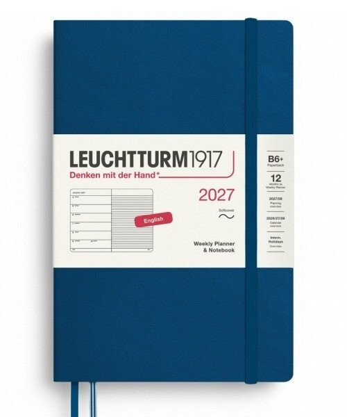 Týdenní plánovač Zápisník Indigo, Paperback B6+ 2027, Softcover, anglicky
