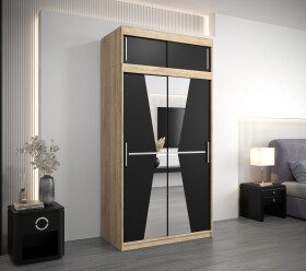 Šatní skříň Abi Ma s nástavcem Barva korpusu: Dub Sonoma, Rozměry: 120 cm, Dveře: Černá