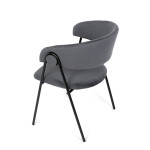 Židle jidelní, šedá látka, černá kovová noha