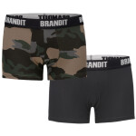 Brandit Boxerky Boxershorts Logo [sada 2 ks] darkcamo + černé XXL