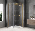 POLYSAN - GLOBE GOLD MATT čtvrtkruhový sprchový kout 900x900, čiré sklo, pravé GB2690RG