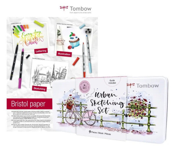 Skicovací sada mix produktů 9 ks v kovovém pouzdře + blok