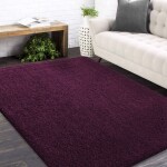 DumDekorace Shaggy koberec s vysokým vlasem tmavě fialové barvy Šířka: 80 cm | Délka: 150 cm