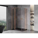 MEXEN/S - Mist L Duo sprchový kout dveře křídlové 100 x 90, transparent, měď kartáčovaná 8A4L-100-090-65-00
