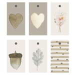 Ib Laursen Papírový štítek na dárky Beige – set 6 ks, béžová barva, papír