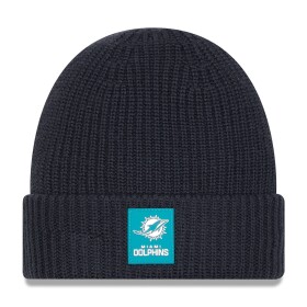 New Era Pánská zimní čepice Miami Dolphins NFL 2025 Sideline Steel Clouds Cuff Knit Beanie