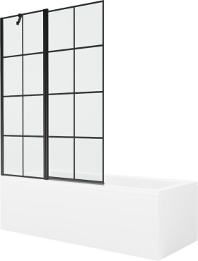 MEXEN/S - Cubik obdélníková vana 150 x 70 cm s panelem + vanová zástěna 120 cm, černá vzor 550315070X9412117077
