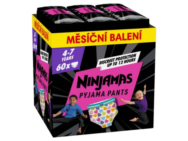 Ninjamas Pyjama Pants Srdíčka, 7 Let, 17kg-30kg, 60 ks